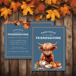 Rustic Highland Cow Friendsgiving Inbjudan vykort