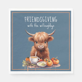 Rustic Highland Cow Friendsgiving Luncheon Pappersservett
