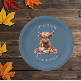Rustic Highland Cow Friendsgiving Papper Plate