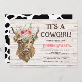 Rustic Highland Cow Girl Shower Inbjudningar