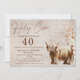 Rustic Highland Cow Heliga Cow 40:e födelsedagen Inbjudningar