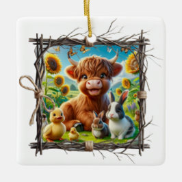 Rustic Highland Cow Ornament - Farmhouse Keepsak