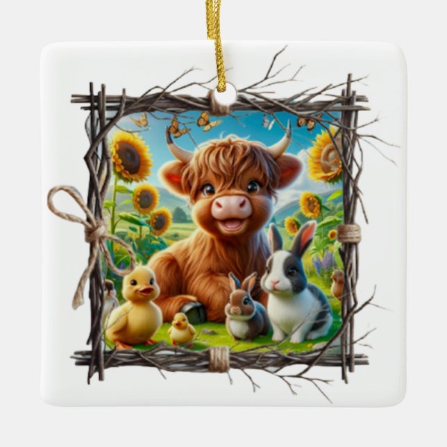 Rustic Highland Cow Ornament - Farmhouse Keepsak (Framsida)