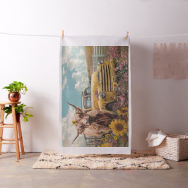 Rustic Highland Cow Vintage Lastbil Solblommor Tyg