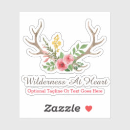 Rustic Hjort Antler Bohemian Blommigt Watercolor L Klistermärken