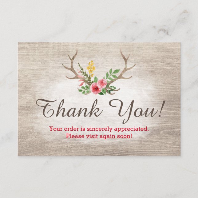 Rustic Hjort Antler Bohemian Blommigt Wood Tack (Framsida)