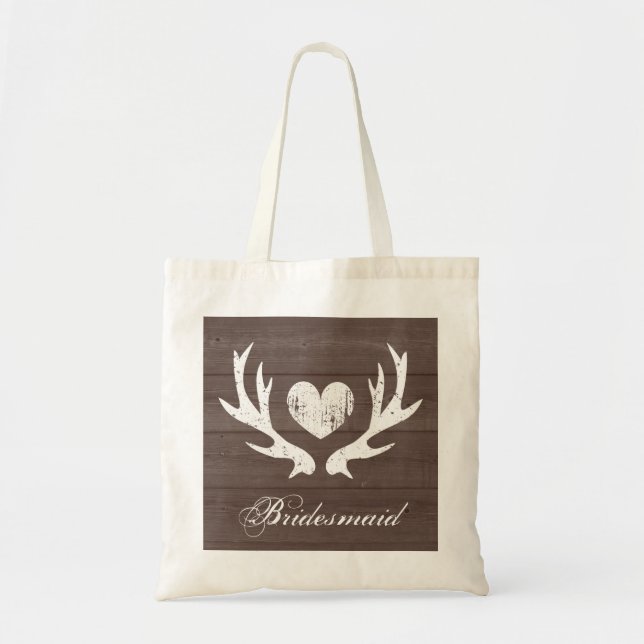 Rustic hjort antler bröllop bridesmaid tobag tygkasse (Framsidan)