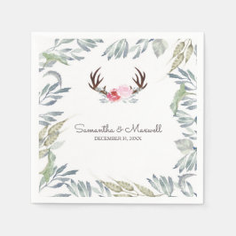 RUSTIC Hjort Antler och Rosa ros Pappersservett