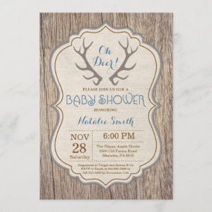 Rustic Hjort Antler Oh Hjort Boy Baby Shower Inbjudningar