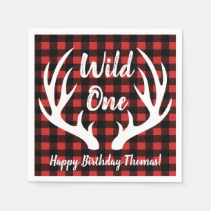 Rustic Hjort Antlers Buffalo Check Play Vild One Pappersservett