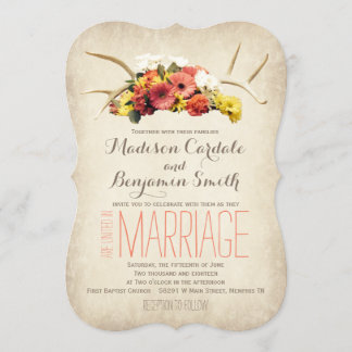 Rustic Hjort Antlers Daisy Bröllbjudanden Inbjudningar