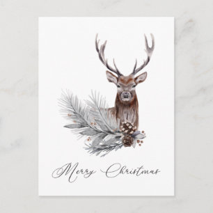 Rustic Hjort Antlers Gräs Cones jul Vykort