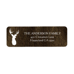 Rustic Hjort Antlers Wood Returadress Etikett