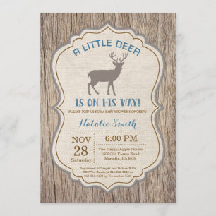 Rustic Hjort Baby Shower-inbjudan Boy Inbjudningar