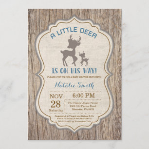 Rustic Hjort Baby Shower-inbjudan Boy Inbjudningar