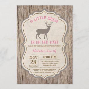 Rustic Hjort Baby Shower-inbjudan Flicka Inbjudningar
