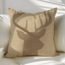 Rustic Hjort Buck Burlap Dekorativ kudde