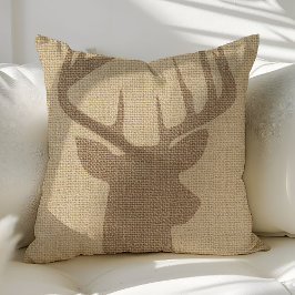 Rustic Hjort Buck Burlap Dekorativ kudde