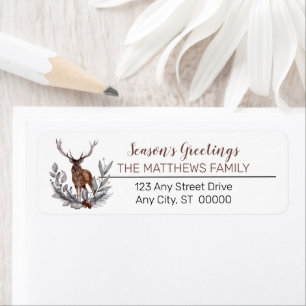 Rustic Hjort Buck Season Greetings Family Label Returadress Etikett