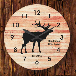 Rustic Hjort Camp Wood Stil Acrylic Clock Stor Klocka