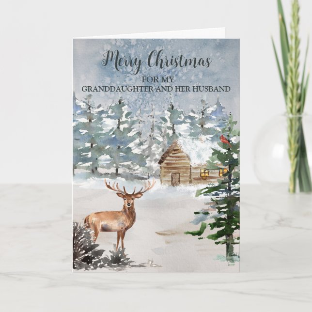 Rustic Hjort Granddotter och Make jul Kort (Framsida)