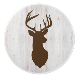 Rustic Hjort Head Buck Hunter Knopp