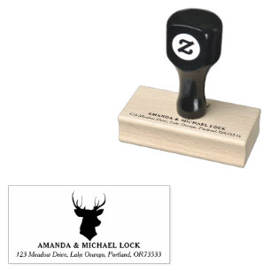 Rustic Hjort Head Stag Bröllop Returadress Stämpel