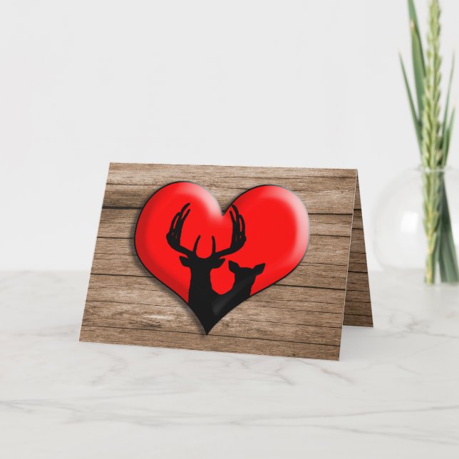 Rustic Hjort Heart Valentines day Helgkort (Framsida)