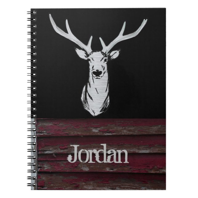 Rustic Hjort Hunting Buck Namn Antlers Anteckningsbok Med Spiral (Framsidan)