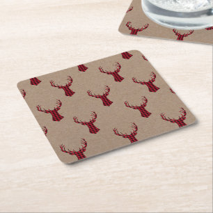 Rustic Hjort Kraft Plade jul Underlägg Papper Kvadrat