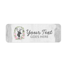 Rustic Hjort Silhouette Blommigt Utandningskamera  Returadress Etikett