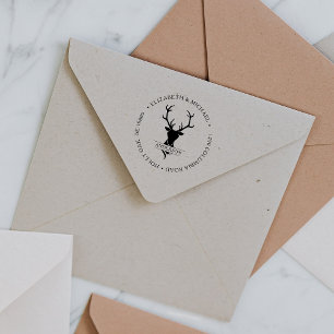 Rustic Hjort Stag Head Antlers Monogram Stämpel