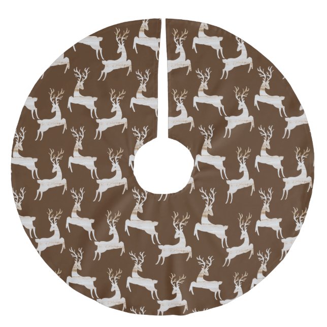 Rustic Hjort Träd Skirt Julgransmatta Borstad Polyester (Framsidan)
