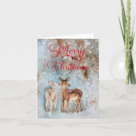 Rustic Hjort Watercolor God jul Helgkort