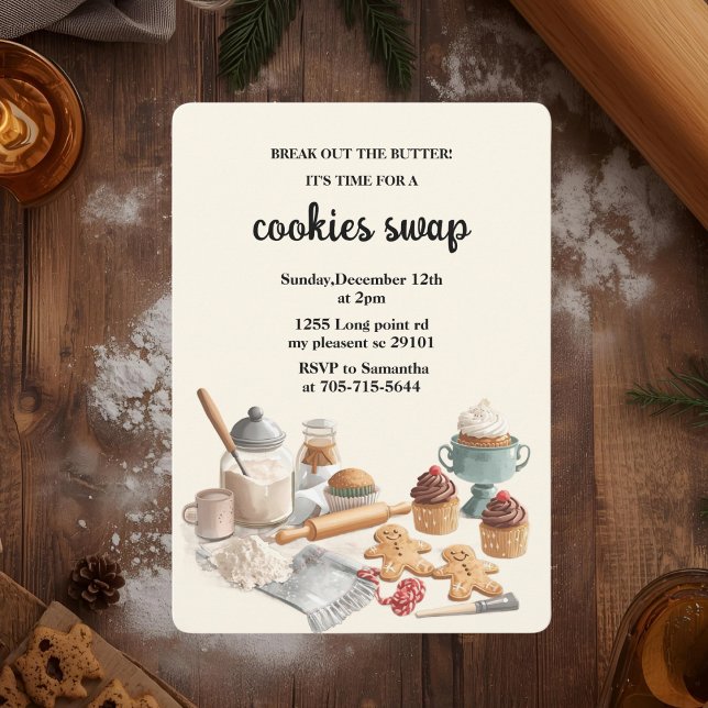 Rustic Holiday Cookie Swap | Cozy Christmas  Inbjudningar (Skapare uppladdad)