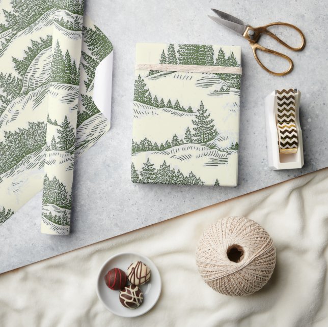Rustic Holiday Eco-Friendly Tree Wrapping Paper Presentpapper (Hantverk)
