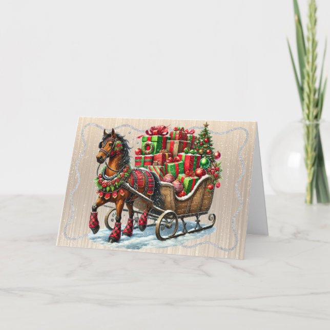 Rustic Holiday Horse Christmas Helgkort (Framsida)