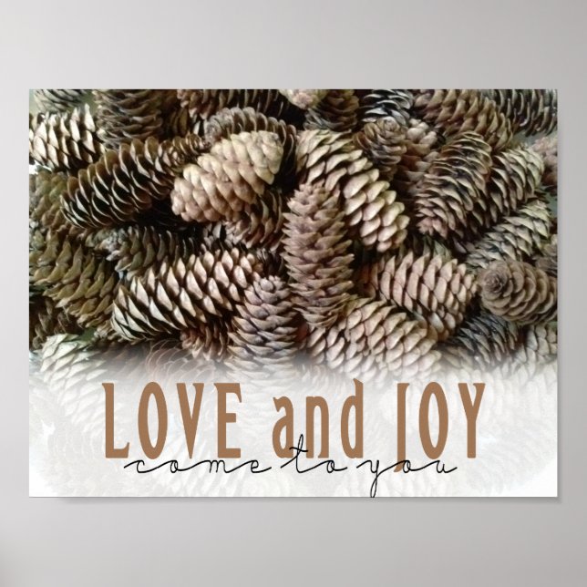 Rustic Holiday Love and Joy Pine Cone Poster (Framsidan)