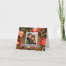Rustic Holiday Photo Template Merry Christmas Helgkort