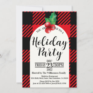 Rustic Holly Berries Watercolor Play Helgdag Inbjudningar