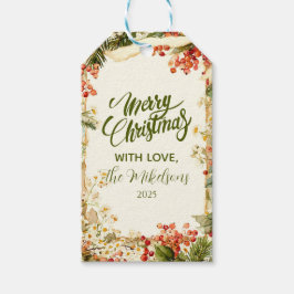 Rustic Holly Berry jul Presentetikett