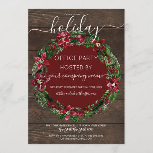 Rustic Holly Blommigt Wandeod Corporate Helgdag Inbjudningar
