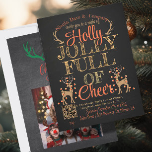 Rustic Holly & Jolly Family Photo jul Party Inbjudningar