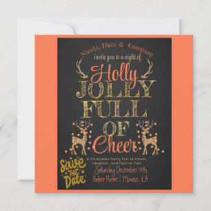 Rustic Holly & Jolly Family Photo jul Party Spara Datumet