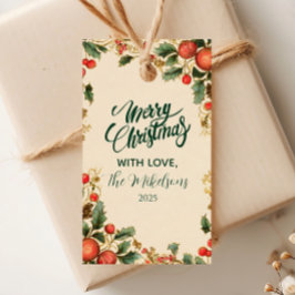 Rustic Holly Pomegranate jul Party Presentetikett