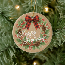 Rustic Holly WandeRed Black Checked Bow