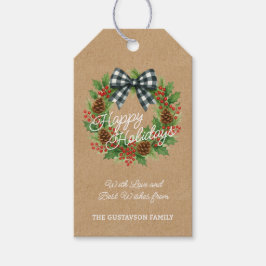 Rustic Holly WandeWhite Black Checked Bow Presentetikett