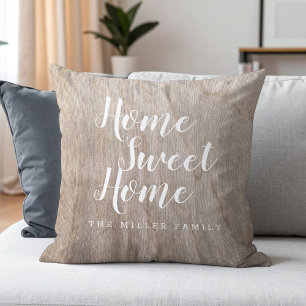 Rustic Home Sweet Home Anpassningsbar Family Namn Kudde