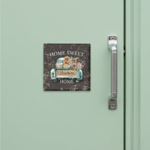 Rustic Home Sweet Home Vintage Lastbil Fall Flower Magnet