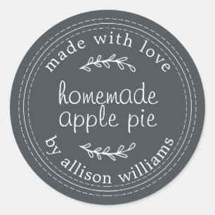 Rustic Homemade Baked Goods Apple Paj Black Runt Klistermärke